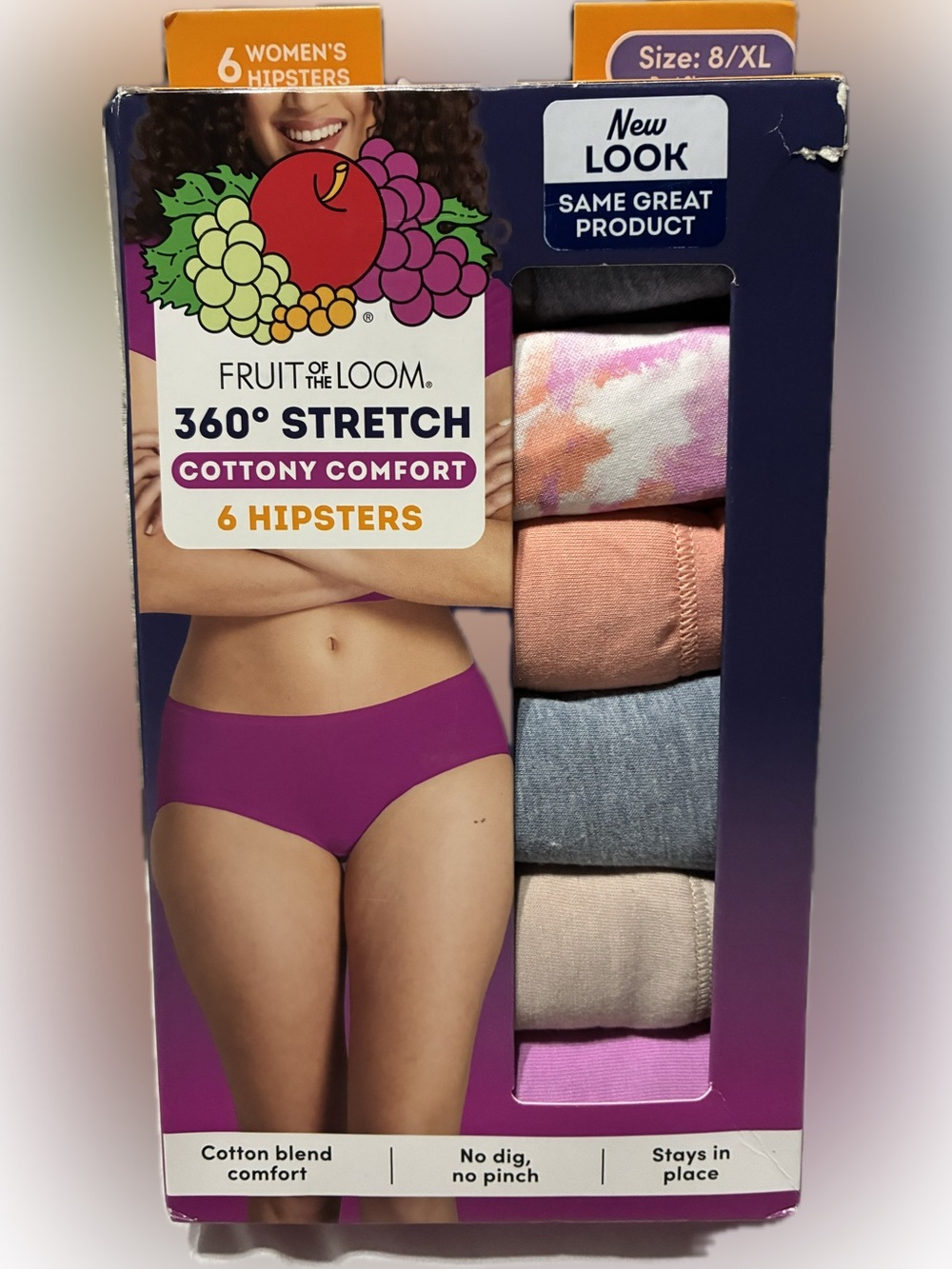 Fruit of the Loom Set of 6 Women's Hipsters Size 8/XL